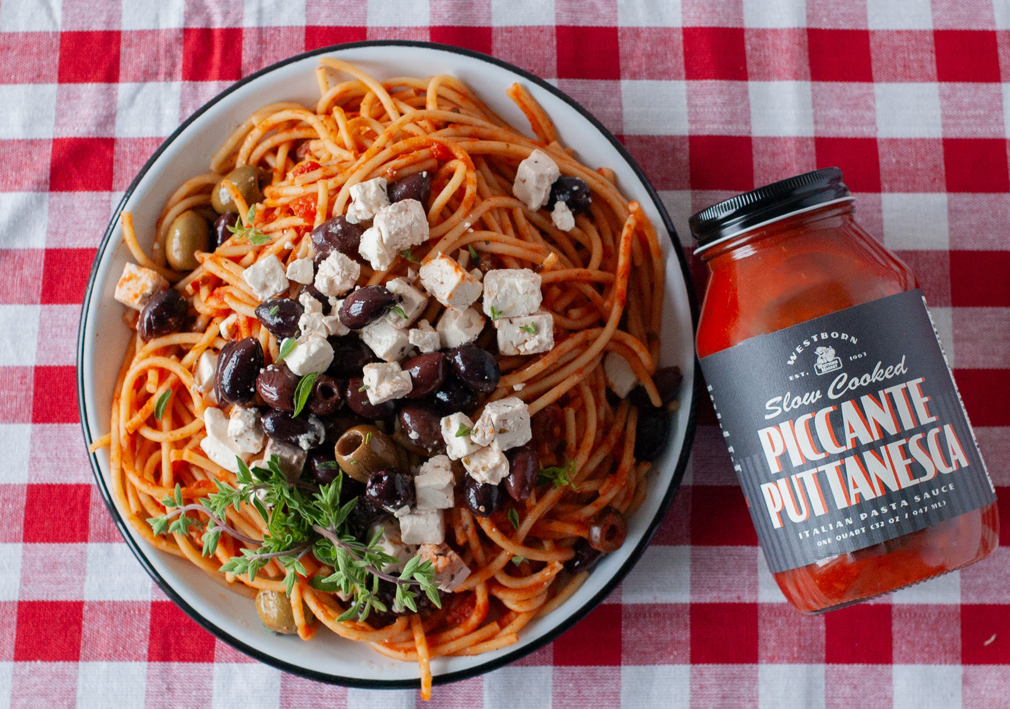 Bucatini Puttanesca with Feta