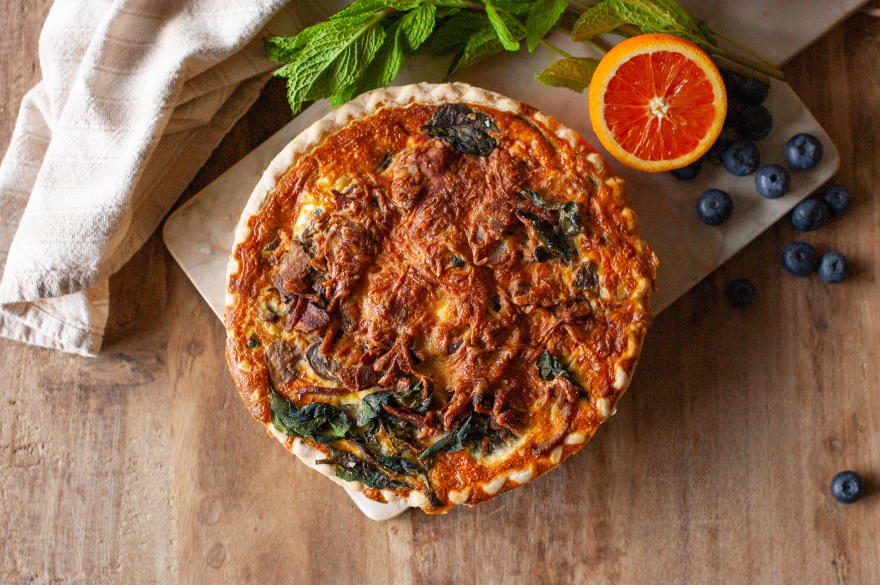 About: product commerce Spinach, Bacon, & Mushroom Quiche